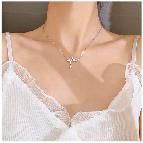 Erimberate Bohemian Crystal Heartbeat Choker Necklace Silver ECG Heart Pendant Necklace Cz Lifeline Pulse Necklace Paved ECG Love Heart Necklace Jewelry for Women and Girls Gifts Erimberate Bohemian Crystal Heartbeat Choker Necklace Silver ECG Heart Pendant Necklace Cz Lifeline Pulse Necklace Paved ECG Love Heart Necklace Jewelry for Women and Girls Gifts