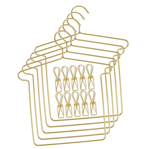 ERINGOGO 5 Sets Doll Hanger Doll Clothes Hangers 5 Inch Mini Infant Girl Clothes Doll House Clothes Hanger Doll Clothes Organizer Doll Clothes Hangers and Rack Shirt Baby Girl Pretend Iron