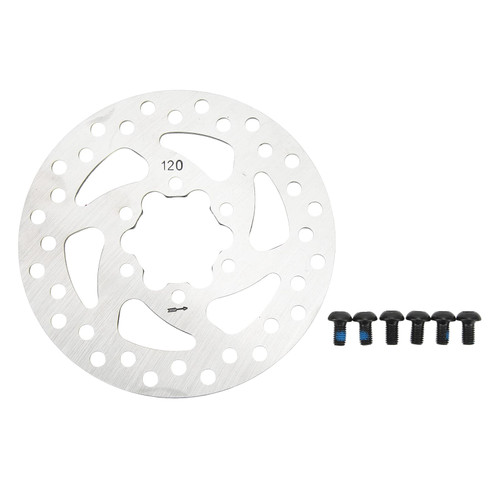 OUKENS Electric Scooter Disc Brake, 120mm 6 Holes Stainless Steel with 6 Screws Scooter Disc Brake Rotor Disc Brake Lining Pads for Replacement Accessories