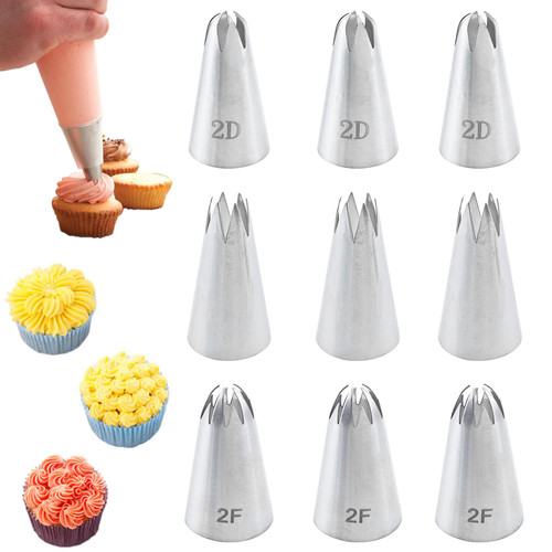 9 PACK Icing Piping Tip Set Cake Decorating Supplies Piping Tips 1M 2F 2D Cake Piping Tips Decorating Tips Stainless Steel Baking Tools For Buttercream, Icing, Birthday Cake, Cupcake 9 PACK Icing Piping Tip Set Cake Decorating Supplies Piping Tips 1M 2F 2D Cake Piping Tips Decorating Tips Stainless Steel Baking Tools For Buttercream, Icing, Birthday Cake, Cupcake