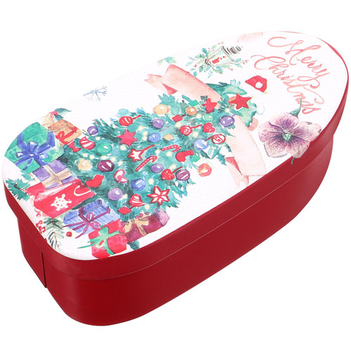 VILLCASE Christmas Cookie Tins Tinplate Storage Container with Lids Christmas Biscuits Can Empty Gift Box Xmas Treat Box for Candy Snack Chocolate Pastry