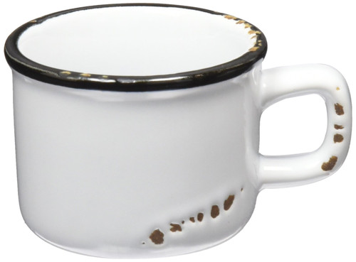Abbott Collection Enamel Look Stoneware Espresso Cup, White, 1 Count (Pack of 1)