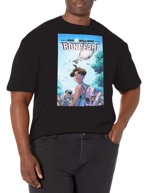 Marvel Big & Tall Classic Iron Heart Men's Tops Short Sleeve Tee Shirt, Black, 5X-Large