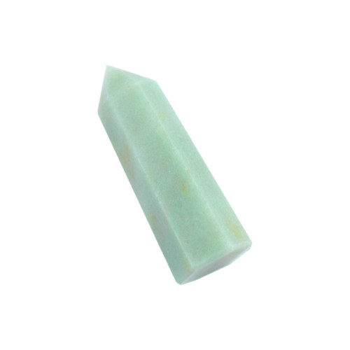FHNP367 Natural Green Aventurine Stone Point Wands - Healing Crystal 6 Faceted Prism Reiki Chakra Meditation Obelisk Tower Gift - One 2" Wand