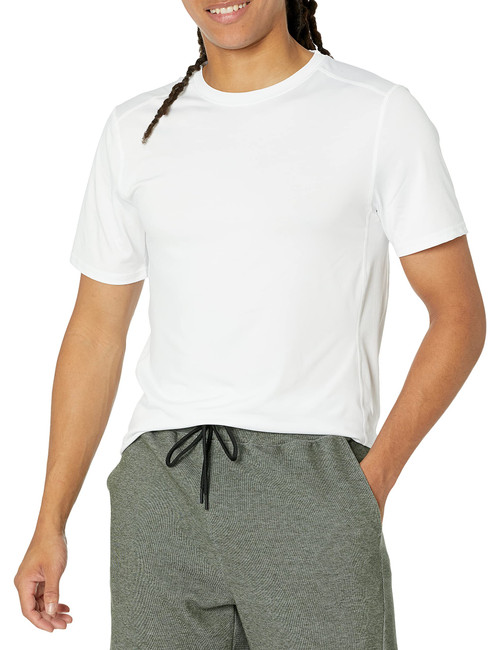 Amazon Essentials Men's Tech Stretch Short-Sleeve T-Shirt, White, Large