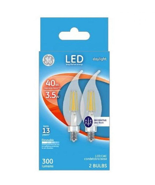 GE C10 CAC LED Bulb White 40 Watt Equivalence 2 pk