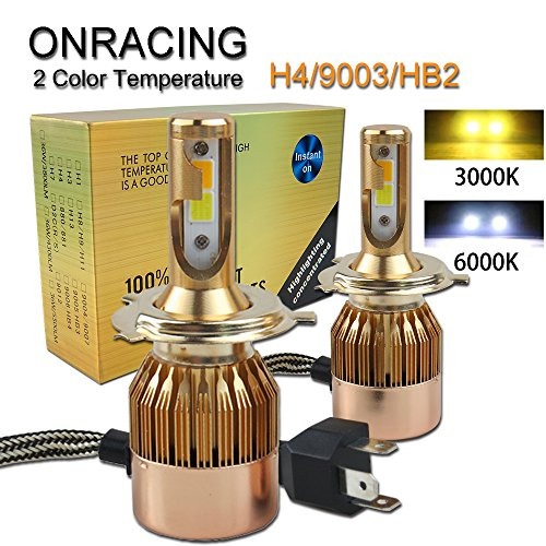 9003/H4/HB2 Dual Beam LED Headlights Bulbs Double Color Conversion Kit White(6000K) & Yellow(3000K) 30W-4000LM HI/LO Beam Fog light Bulb-18 Month Warranty (9003/H4/HB2)