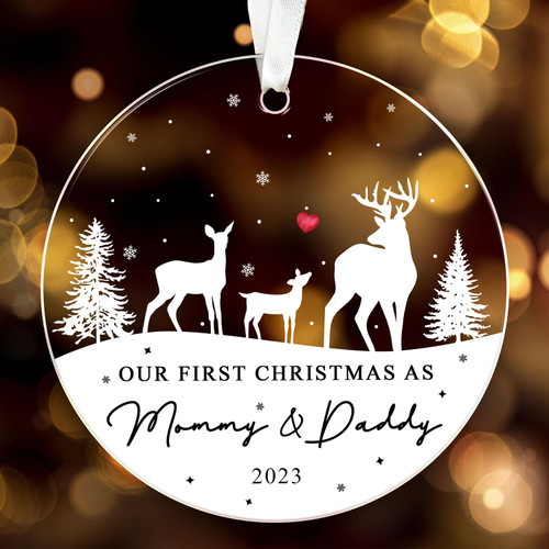 ZAGKOO Family Christmas Ornaments - First Time Parents Gifts for Christmas - New Mom and Dad Gifts 2023 Ornament - Babys First Christmas Ornament 2023 - First Christmas as Mommy & Daddy Ornament