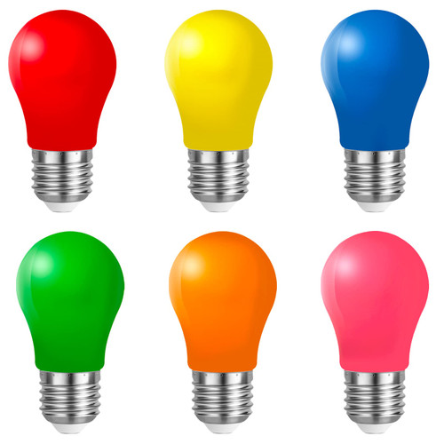 Belaufe K45 LED Colored Light Bulbs, 1Watts, E26 E27 Base, LED Colored Light Bulbs,for Wedding Halloween Christmas Party Decoration, Non-Dimmable,6 Pack
