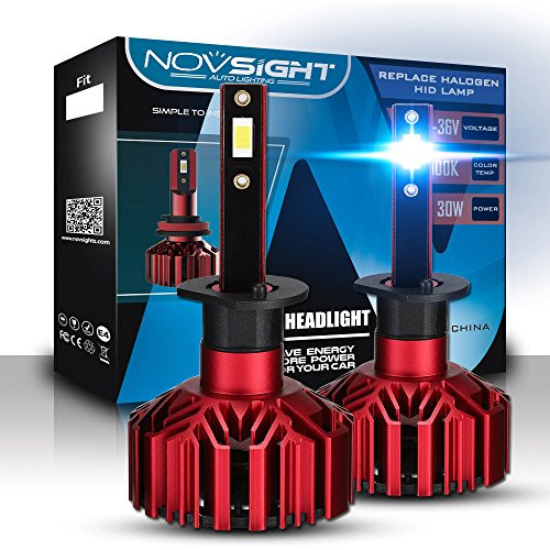 NOVSIGHT H1 10000LM LED Headlight Bulbs Conversion Kit.High Beam Headlamp,Fog Light,6000K Xenon White.1 Pair- 2 Year Warranty