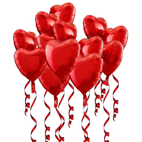 Red Heart Mylar Balloons 18 inch,18Pack Valentines Day Foil Balloon,Love helium Balloons for Wedding,Anniversary,Engagement,Birthday Party Decoration