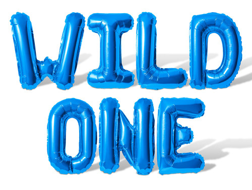 Letter Balloons - WILD ONE 16" Inch Alphabet Letters Foil Mylar Balloon Kids 1st Birthday Party Balloon Banner (Blue)