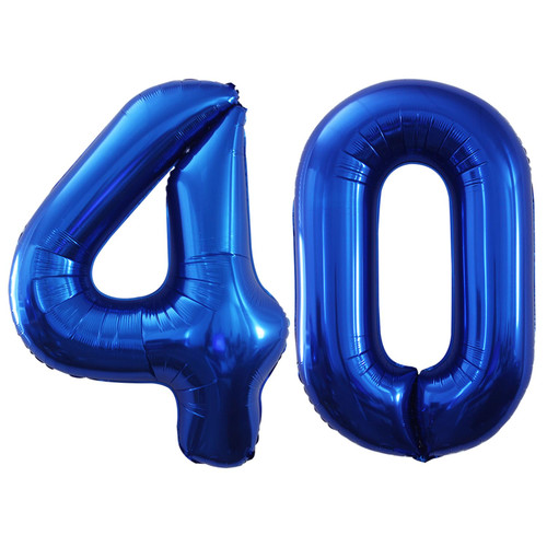 GOER 42 Inch 40 Number Balloons for 40th Birthday Party Decorations,Jumbo Foil Helium Balloons for 40th Anniversary (Deep Blue)