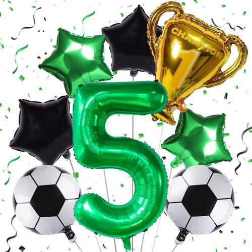 Soccer Balloons 5th Birthday Decoration for Boys, Kids Soccer Birthday Party Supplies with Championship Trophy Balloon, World Cup Party Decoration Balloons Foil Black Green Sports Theme Party Decor Soccer Balloons 5th Birthday Decoration for Boys, Kids Soccer Birthday Party Supplies with Championship Trophy Balloon, World Cup Party Decoration Balloons Foil Black Green Sports Theme Party Decor