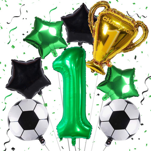 Soccer Balloons 1st Birthday Decoration for Boys, Kids Soccer Birthday Party Supplies with Championship Trophy Balloon, World Cup Party Decoration Balloons Foil Black Green Sports Theme Party Decor Soccer Balloons 1st Birthday Decoration for Boys, Kids Soccer Birthday Party Supplies with Championship Trophy Balloon, World Cup Party Decoration Balloons Foil Black Green Sports Theme Party Decor