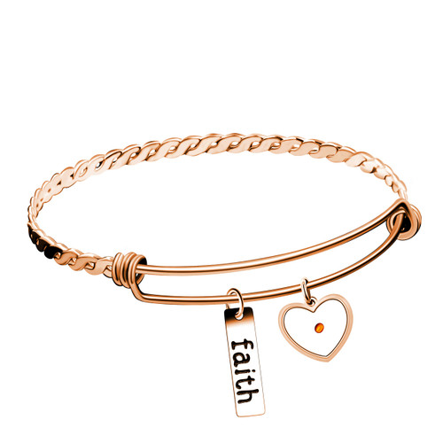 Uloveido 2.5 Inch Rose Gold Plated Twisted Bangle Bracelet with Heart Charms Mustard Seed Inspirational Faith Cable Bangles (Heart) Uloveido 2.5 Inch Rose Gold Plated Twisted Bangle Bracelet with Heart Charms Mustard Seed Inspirational Faith Cable Bangles (Heart)