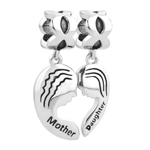 CharmSStory Mom Mother Daughter Heart Love Family Dangle Charm Beads for Bracelets CharmSStory Mom Mother Daughter Heart Love Family Dangle Charm Beads for Bracelets