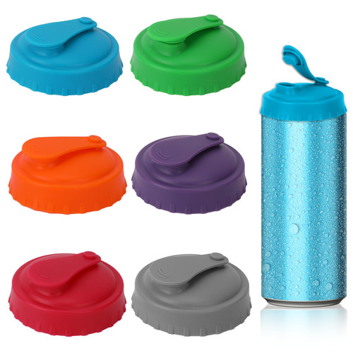 6 Pack Silicone Soda Can Lids Reusable Soda Can Cover Can Covers Can Caps Soda Can Covers Lids for Standard Size Cans Soda Beer Energy Drink Juice Coke