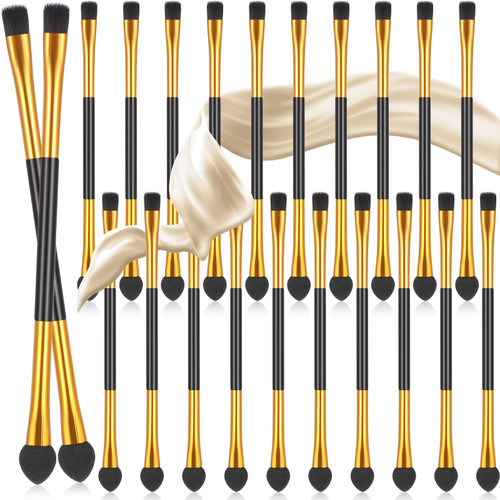 Tenare 24 Pcs Dual End Eyeshadow Smudge Brush 2 in 1 Eyeshadow Brush Sponge Blending Concealer Brush Soft Eyeshadow Applicators Double Sided Makeup Brushes Cosmetic Tool for Women Lady, Black