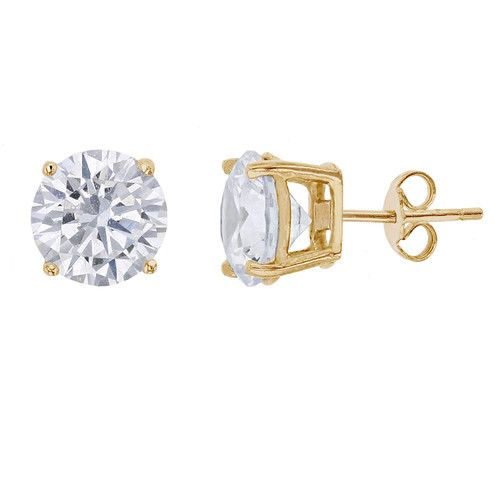 DECADENCE 925 Sterling Silver 8mm Cubic Zirconia Solitaire Princess Stud Earrings for Women and Girls | AAA Cubic Zirconia Round Stone Studs Set Earring | White Gemstones Rose and Gold Plated