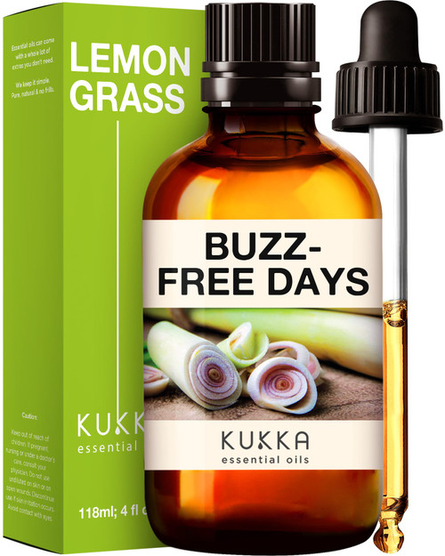Kukka Lemongrass Essential Oil for Diffuser - 100% Natural Essential Oils Lemongrass Oil for Hair - Cleansing & Nourishing Lemon Grass Essentials Oil for Skin (4 Fl Oz)