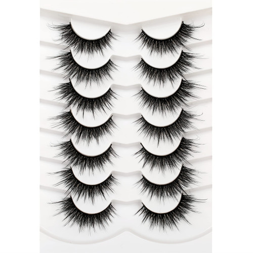 Pooplunch False Eyelashes Fairy Lashes Wispy Fluffy Fake Eyelashes 8D Natural Fluttery Faux Mink Lashes Strips 7 Pairs Pack