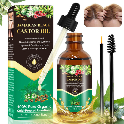 LSxia Jamaican Black Castor Oil Organic Cold Pressed Unrefined Glass Bottle, 100% Pure Organic Castor Oil Cold Pressed for Hair Growth, Nourish Eyelashes and Eyebrows, Face Body Massage (60ML) LSxia Jamaican Black Castor Oil Organic Cold Pressed Unrefined Glass Bottle, 100% Pure Organic Castor Oil Cold Pressed for Hair Growth, Nourish Eyelashes and Eyebrows, Face Body Massage (60ML)