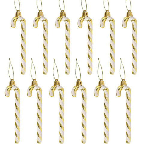 12pcs Plastic Christmas Glitter Candy Cane Ornaments Candy Canes Decorations Christmas Tree Hanging Decorations for Xmas Crafts Indoor Outdoor Decor (Gold) 12pcs Plastic Christmas Glitter Candy Cane Ornaments Candy Canes Decorations Christmas Tree Hanging Decorations for Xmas Crafts Indoor Outdoor Decor (Gold)