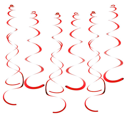 Party Swirl Decorations Red Shinny Foil Hanging Swirl Decorations Plastic Streamer for Ceiling Plastic Streamer for Party Decorations Metallic Hanging Swirl Pack of 30