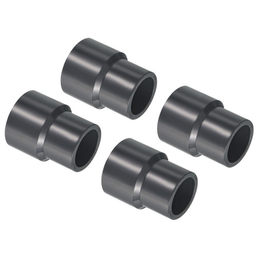 PATIKIL PVC Reducer Pipe Fitting 1x0.8 Inch Socket, 4 Pack Straight Coupling Adapter Connector, Grey