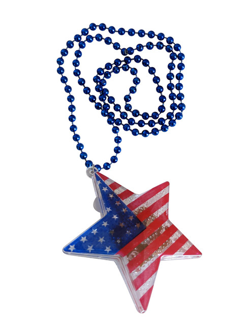 The Electric Mammoth Light Up USA Flag and Star Necklaces - LED July 4 Party Accessory (Star Shaped Flag)