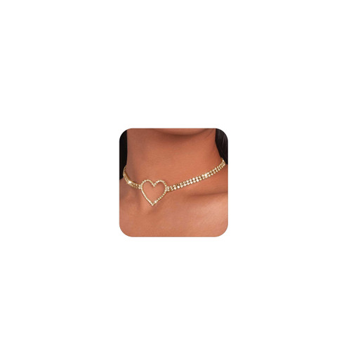 Long tiantian Rhinestone Heart Choker Necklace for women Sparkly Heart Choker Necklace Adjustable Crystal Chain Necklaces Jewelry for Women Girls (Gold) Long tiantian Rhinestone Heart Choker Necklace for women Sparkly Heart Choker Necklace Adjustable Crystal Chain Necklaces Jewelry for Women Girls (Gold)
