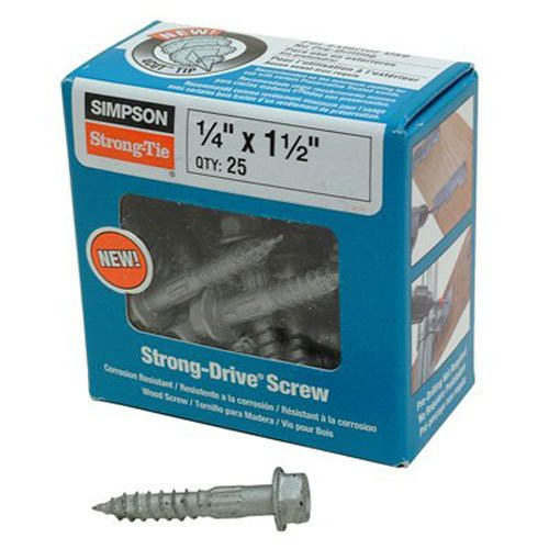 Simpson Structural Screws SDS25112-R25 1/4-Inch by 1-1/2-Inch with 1-Inch threaded Structural Wood Screw, 25-Pack