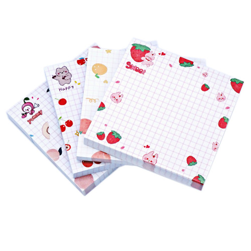 Sticky Notes,Cute Sticky Notes Kawaii Sticky Notes 3.1x3.1in 4Pads 80Sheets/Pad Self-Stick Note Pads Cute Colorful Super Sticky Note Pads 4 Unique Cute Patterns,Fruits Sticky Notes