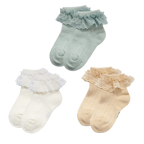 Durio Baby Girl Socks Frilly Baby Socks 0-3 Months Soft Baby Socks 6-12 Months Lace Baby Girl Ruffle Socks Baby Socks Newborn Aa White&Beige&Green 0-12 Months