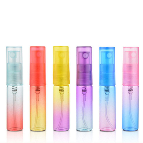 8 Pcs Empty 4ml Mini Gradient Color Perfume Spray Bottles Refillable Portable Atomizer Glass Bottle for Essential Oil Liquid, Mixed Color