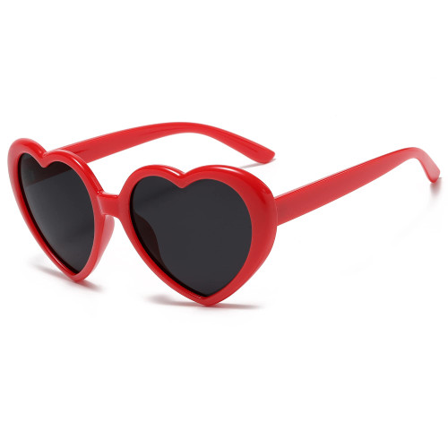 Polarized Heart Sunglasses for Women Vintage Love Eyeglasses Fashion Mirror Heart Shaped Sunglasses UV400 Protection (RED/BLACK)