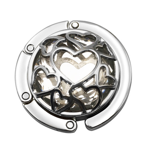 Grtdrm Multiple Hearts Style Premium Foldable Handbag Bag Purse Hanger Table Hook Holder (White)