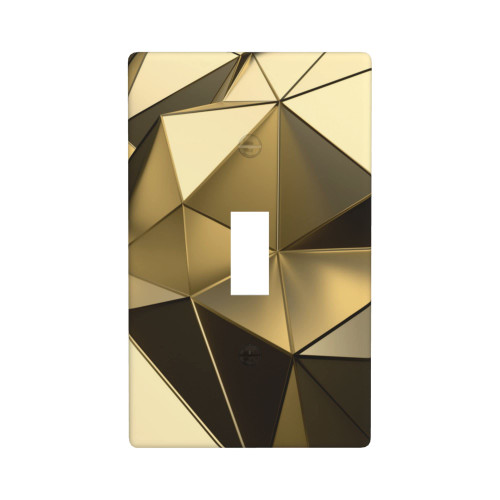 Black And Gold Geometric Switch Plate Covers Single Toggle Light Switch Cover Decorative Wall Plate 1 Gang Lightswitch Cover Plate 4.50 x 2.76 Inch