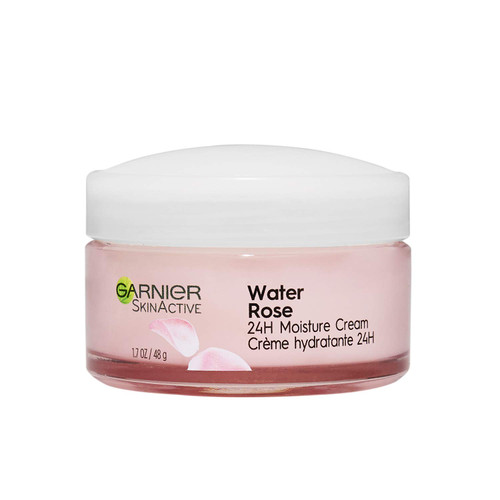 Garnier SkinActive 24H Moisture Cream with Rose Water and Hyaluronic Acid, Face Moisturizer for Normal to Dry Skin, 1.7 Fl Oz (48g), 1 Count (Packaging May Vary)