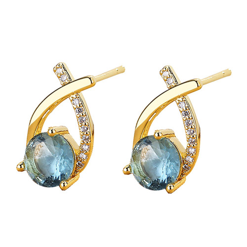 Tail Stud Earrings Simplicity Teardrop Shaped Fishtail Zircon Earrings Micro Inlaid Diamond Zircon Earrings Micro Studded Zircon Earrings For Women Filled Stud Earrings(Blue,One Size)