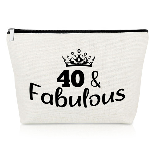 40 Year Old Birthday Gifts for Women Makeup Bag 40th Birthday Gifts for Her Daughter Sister 40th Birthday Party Gifts for Wife Aunt Turning 40 Gifts for Best Friend 40th Birthday Cosmetic Pouch Travel