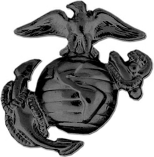 HMC U.S. Marine Corps Eagle, Globe and Anchor Lapel Pin or Hat Pin (Left, Black Finish), 1"