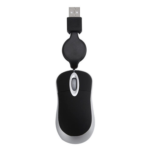 SAMTN USB Mouse, Mouse for Laptop with Retractable Cable, Portable Computer Mouse Wired, Mini Optical Mouse,Travel Mouse, Ergonomics Home Office Mice (Black)