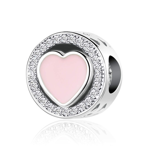 TGLS Women Girls Pink Heart Charms Beads for Mom Sister Friends Family Love Gifts Compatible With Pandora Charms Bracelets TGLS Women Girls Pink Heart Charms Beads for Mom Sister Friends Family Love Gifts Compatible With Pandora Charms Bracelets
