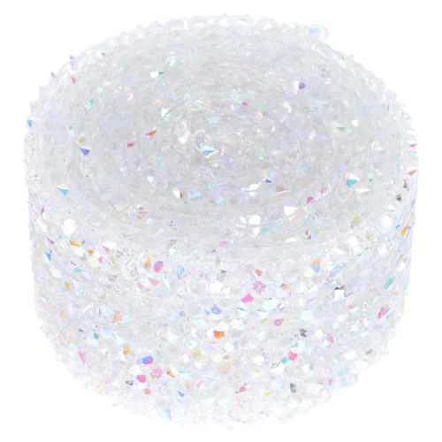 Rhinestone Crystal Ribbon 1 Roll Rhinestone Ribbon Diamond Wrap Shiny Rhinestone Ribbon DIY Self-Adhesive Bling Wrap for Arts Crafts DIY Wedding Decor, White