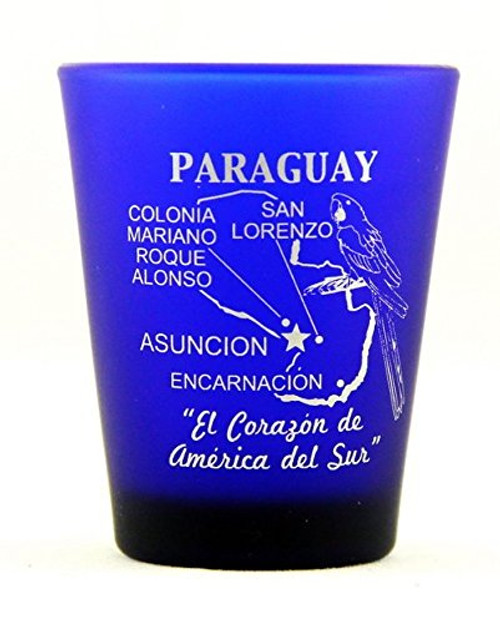 Paraguay Cobalt Blue Frosted Shot Glass Paraguay Cobalt Blue Frosted Shot Glass