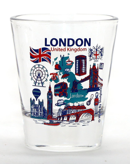 London England Landmarks and Icons Collage Shot Glass