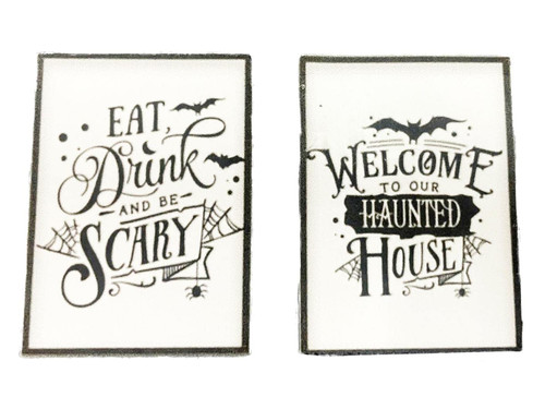 Melody Jane Dolls House Halloween Posters Black & White Miniature Accessory 1:12 Scale