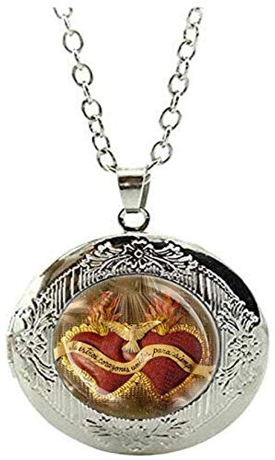 Sacred Heart of Jesus Locket Necklace - Catholic Medal Necklace Religious Christian Jewelry Sacred Heart of Jesus Locket Necklace - Catholic Medal Necklace Religious Christian Jewelry